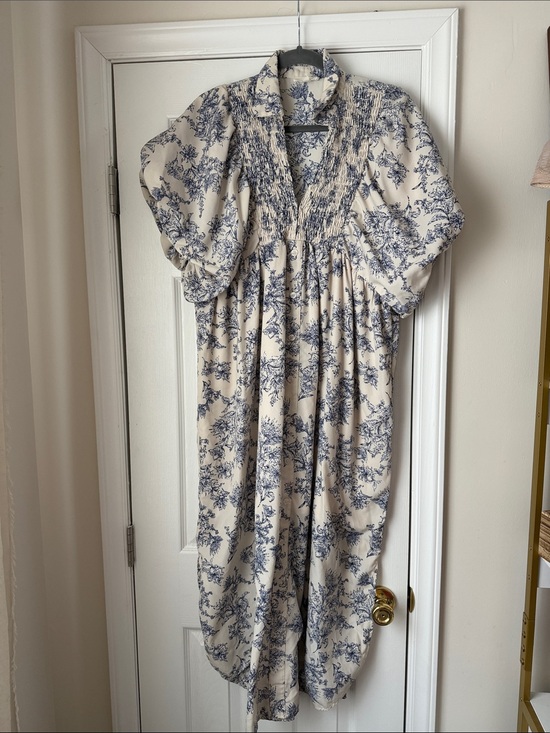 entro Dresses & Skirts - entro Cream and Blue Floral Midi Dress